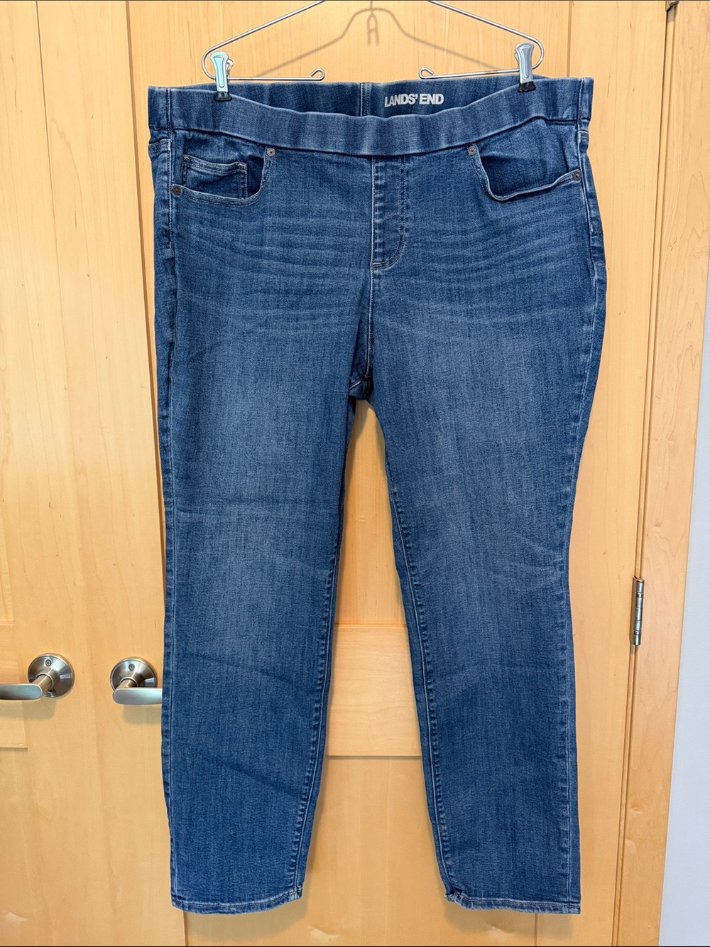 Lands' End Women's Mid Rise Skinny Pull-On Jeans